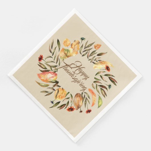Serviette En Papier Bon thanksgiving Automne Wreath serviettes (Coin)