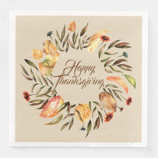Serviette En Papier Bon thanksgiving Automne Wreath serviettes (Devant)