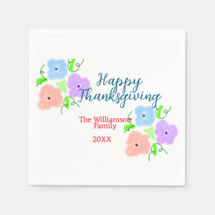 Serviette En Papier Bon thanksgiving bleu violet rose ajouter famille