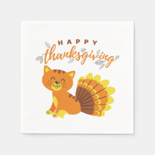 Serviette En Papier Bon thanksgiving Cat Turquie papier