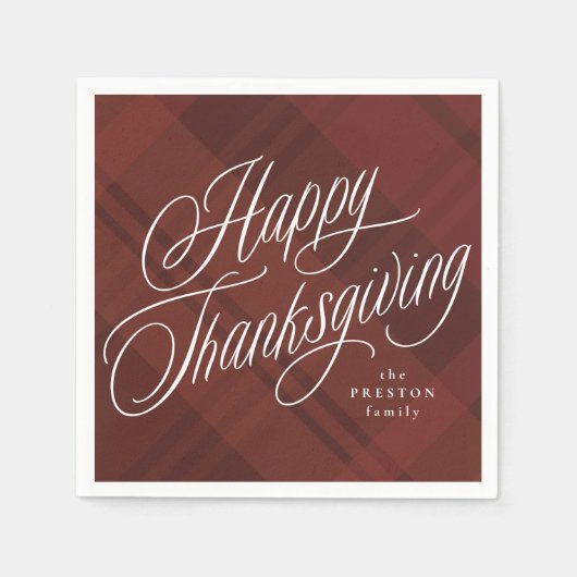 Serviette En Papier Bon thanksgiving chute plaid (Devant)