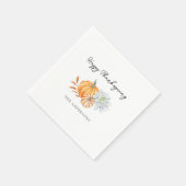 Serviette En Papier Bon thanksgiving Citrouille Automne Élégant (Coin)