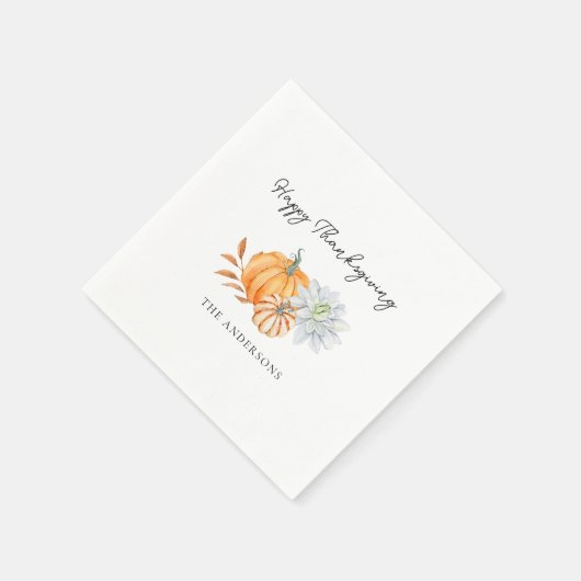 Serviette En Papier Bon thanksgiving Citrouille Automne Élégant (Coin)