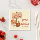 Serviette En Papier BON THANKSGIVING Citrouille Écriture papier (En situation)