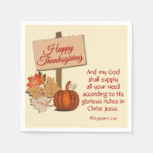 Serviette En Papier BON THANKSGIVING Citrouille Écriture papier (Devant)