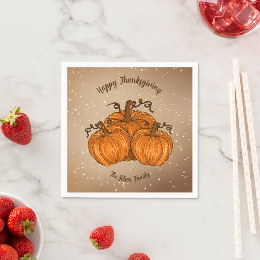 Serviette En Papier Bon thanksgiving Citrouille Parties scintillant pa (En situation)