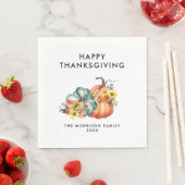 Serviette En Papier bon thanksgiving citrouille simple aquarelle (En situation)
