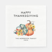 Serviette En Papier bon thanksgiving citrouille simple aquarelle (Devant)