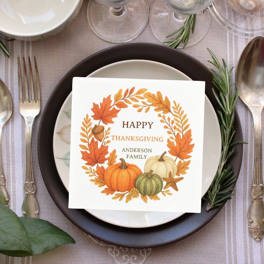 Serviette En Papier Bon thanksgiving citrouilles chute feuillage