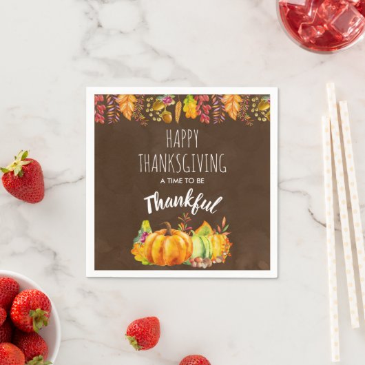 Serviette En Papier Bon thanksgiving Citrouilles et feuillage d'automn (En situation)