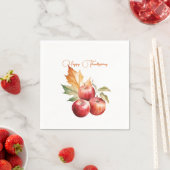 Serviette En Papier Bon thanksgiving de feuilles et pommes rouges (En situation)