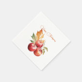 Serviette En Papier Bon thanksgiving de feuilles et pommes rouges (Coin)