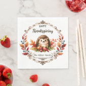 Serviette En Papier Bon thanksgiving de hérisson mignon personnalisé (En situation)