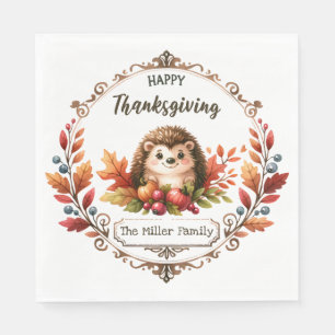 Serviette En Papier Bon thanksgiving de hérisson mignon personnalisé