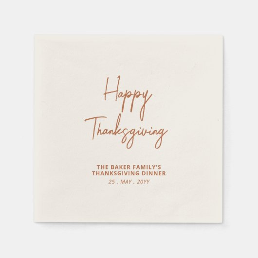 Serviette En Papier Bon thanksgiving de lettres Brown (Devant)