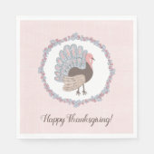 Serviette En Papier Bon thanksgiving de Turquie rose Whimsical (Devant)
