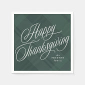 Serviette En Papier Bon thanksgiving élégant chute verte plaid (Devant)