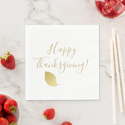 Serviette En Papier Bon thanksgiving - Elégante feuille d'automne d'or (En situation)