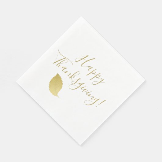 Serviette En Papier Bon thanksgiving - Elégante feuille d'automne d'or (Coin)