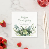 Serviette En Papier Bon thanksgiving Eucalyptus Feuillage vert (En situation)