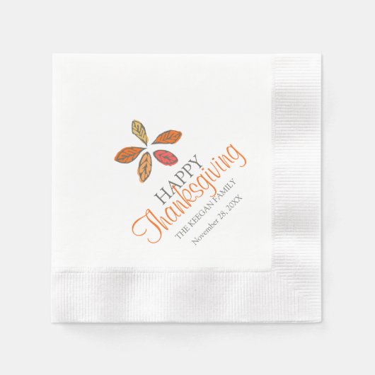 Serviette En Papier Bon thanksgiving feuille gris orange serviettes (Devant)