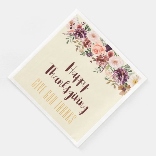 Serviette En Papier Bon thanksgiving Fleurs et Figues d'automne (Coin)