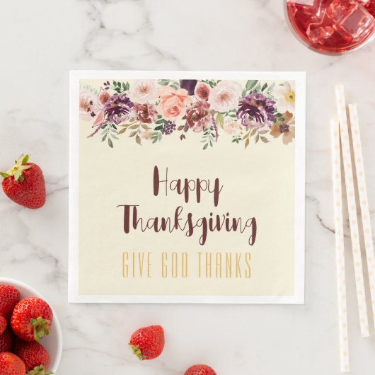 Serviette En Papier Bon thanksgiving Fleurs et Figues d'automne (En situation)