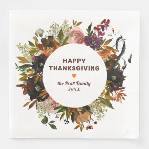 Serviette En Papier Bon thanksgiving floral d'automne