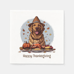 Serviette En Papier Bon thanksgiving Golden Retriever Chien