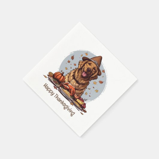 Serviette En Papier Bon thanksgiving Golden Retriever Chien (Coin)