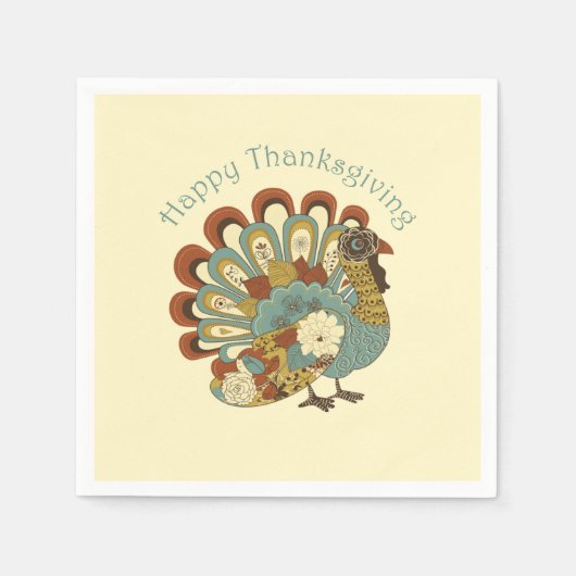 Serviette En Papier Bon thanksgiving Moderne Chute Muette Turquie (Devant)