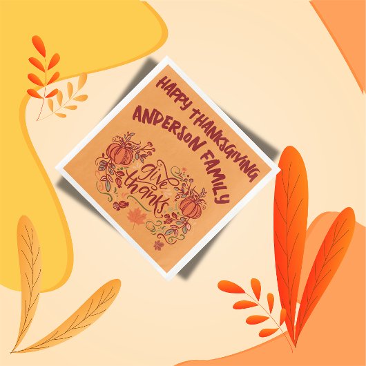 Serviette En Papier Bon thanksgiving Nom monogramme |