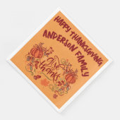 Serviette En Papier Bon thanksgiving Nom monogramme | (Coin)