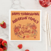 Serviette En Papier Bon thanksgiving Nom monogramme | (En situation)
