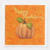 Serviette En Papier Bon thanksgiving Orange et Jaune (Devant)