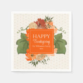 Serviette En Papier Bon thanksgiving Orange Floral Custom Napkins (Devant)