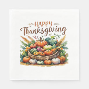 Serviette En Papier Bon thanksgiving - Panier de récolte avec Citrouil