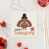 Serviette En Papier Bon thanksgiving Pèlerin mignon Turquie (En situation)