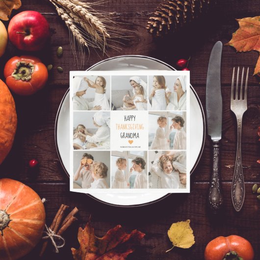 Serviette En Papier Bon thanksgiving photo Collage moderne grand-mère