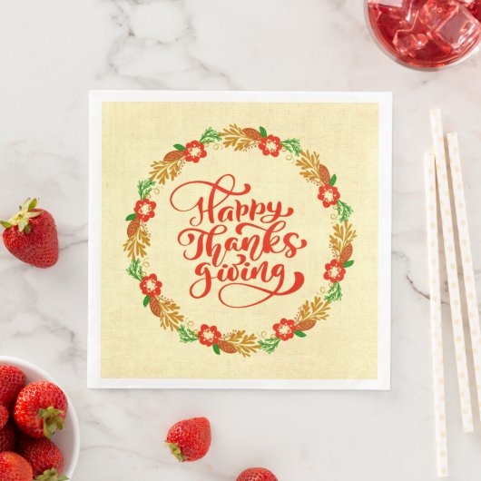 Serviette En Papier Bon thanksgiving Red Gold Wreath Diner (En situation)