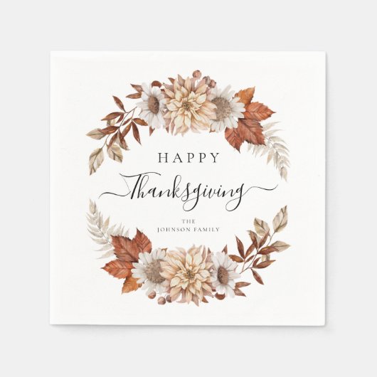 Serviette En Papier Bon thanksgiving Rustic Fall Leaves (Devant)
