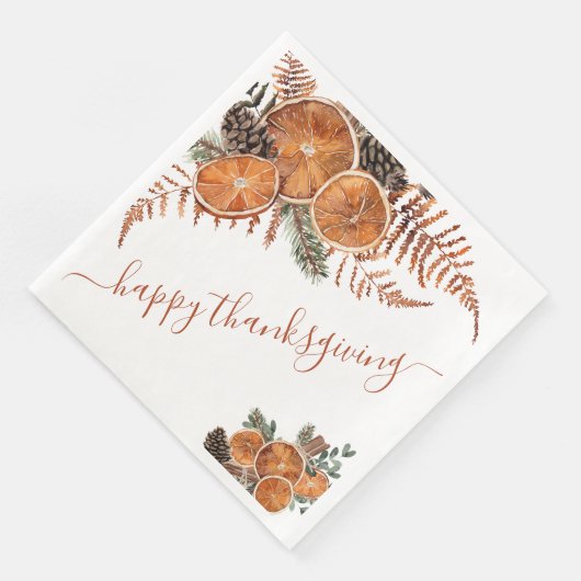 Serviette En Papier Bon thanksgiving Rustique D'Agrumes Et De Pins (Coin)