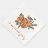 Serviette En Papier Bon thanksgiving Rustique D'Agrumes Et De Pins (Coin)