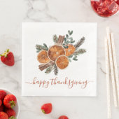 Serviette En Papier Bon thanksgiving Rustique D'Agrumes Et De Pins (En situation)