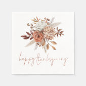 Serviette En Papier Bon thanksgiving Rustique de fleurs en terre cuite (Devant)