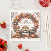 Serviette En Papier Bon thanksgiving rustique de pique-nique d'automne (En situation)