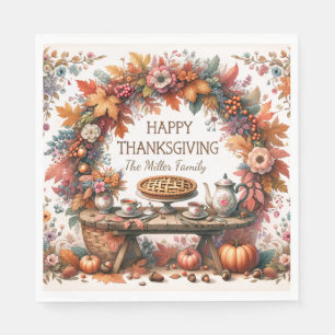 Serviette En Papier Bon thanksgiving rustique de pique-nique d'automne