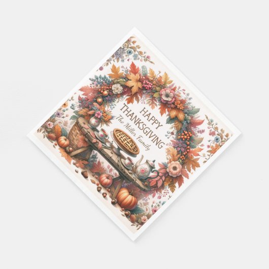 Serviette En Papier Bon thanksgiving rustique de pique-nique d'automne (Coin)