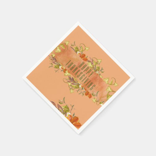 Serviette En Papier Bon thanksgiving Rustique Feuilles d'automne (Coin)