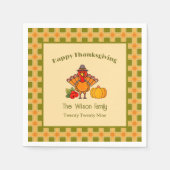 Serviette En Papier Bon thanksgiving Turquie Citrouille En vichy Motif (Devant)